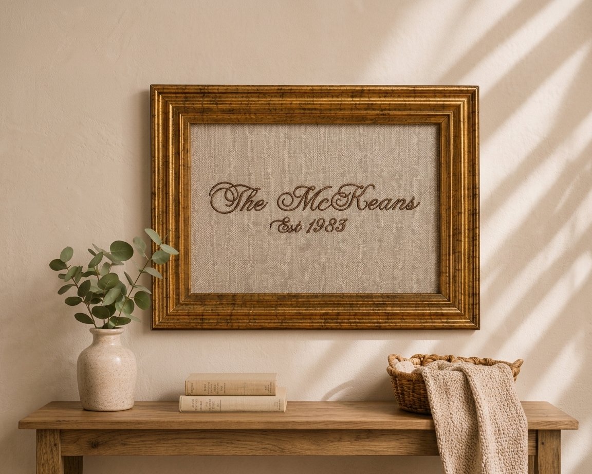 Embroidered Family Name Sign 36x24