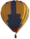 Hot air balloon with yellow and blue panels.