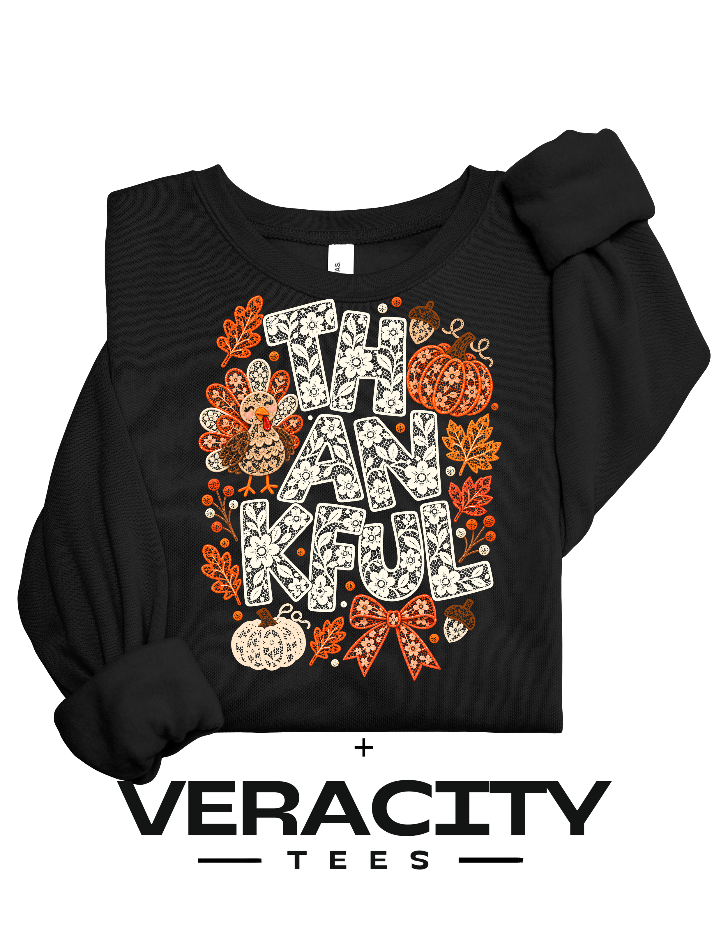 Thankful lace design sweatshirt