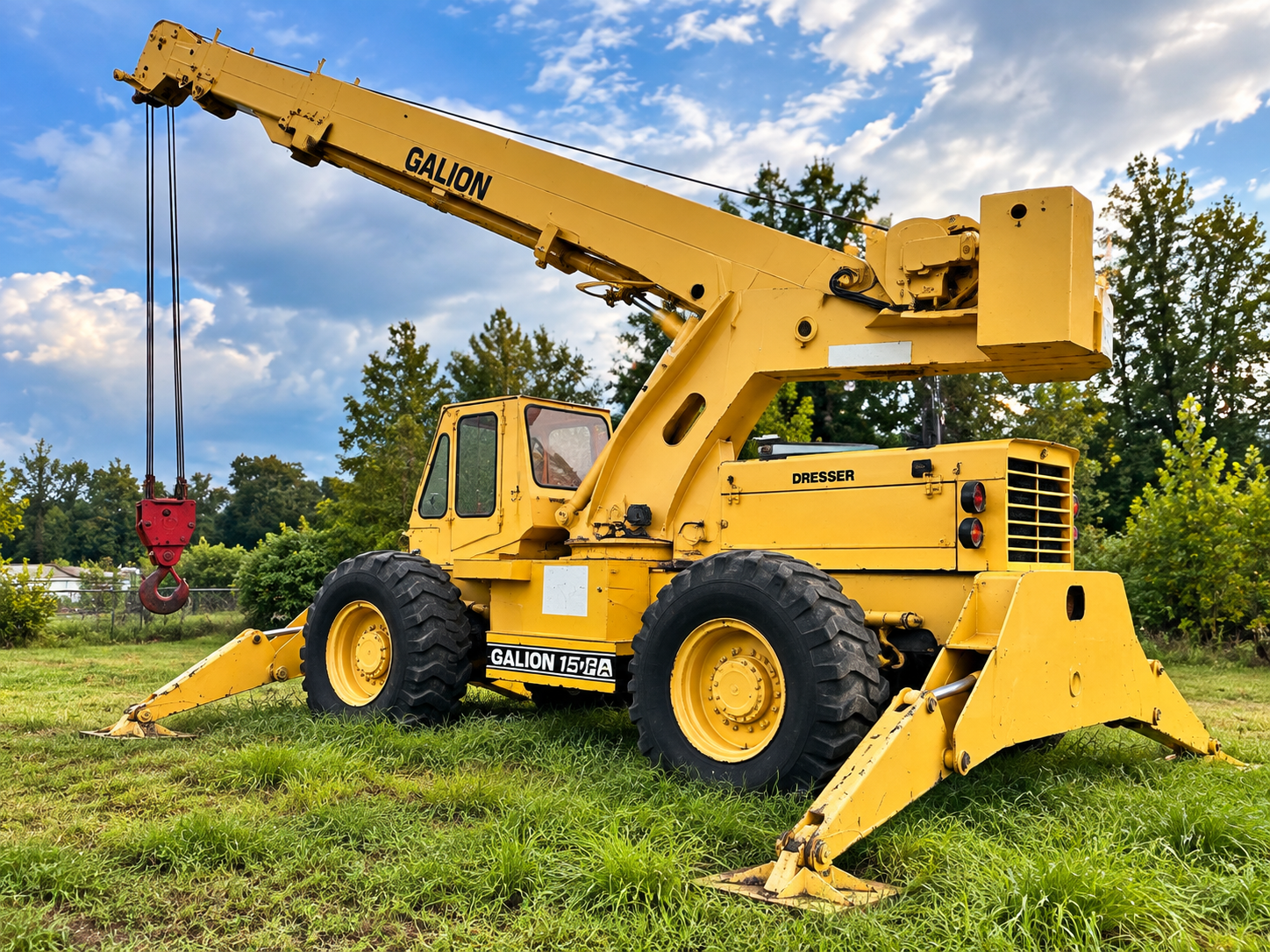 Galion 150FA- 15 ton rough terrain crane with boom, outriggers, and hook
