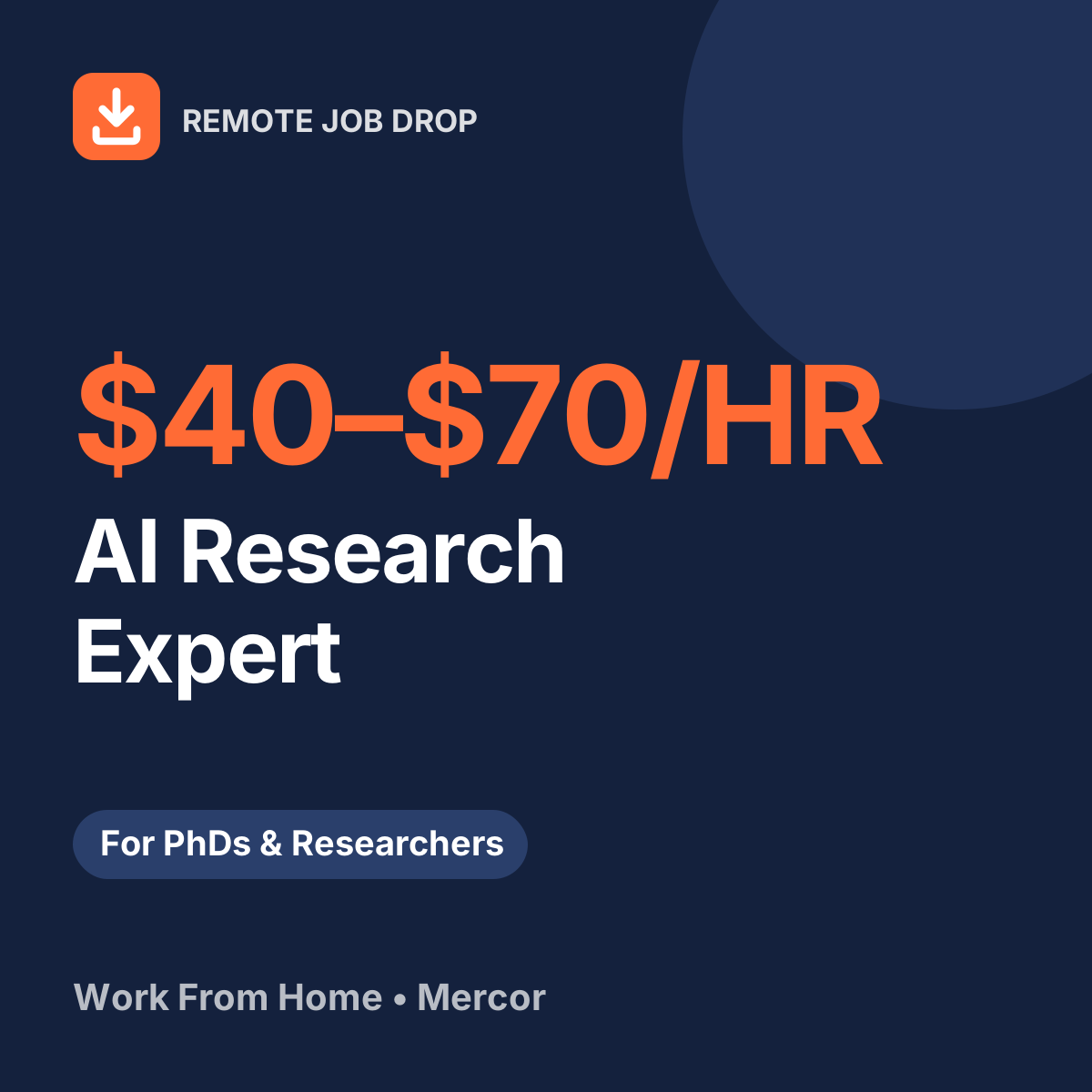 Remote AI Research Job - Generalist Search Expert $40–$70/Hour (Mercor)