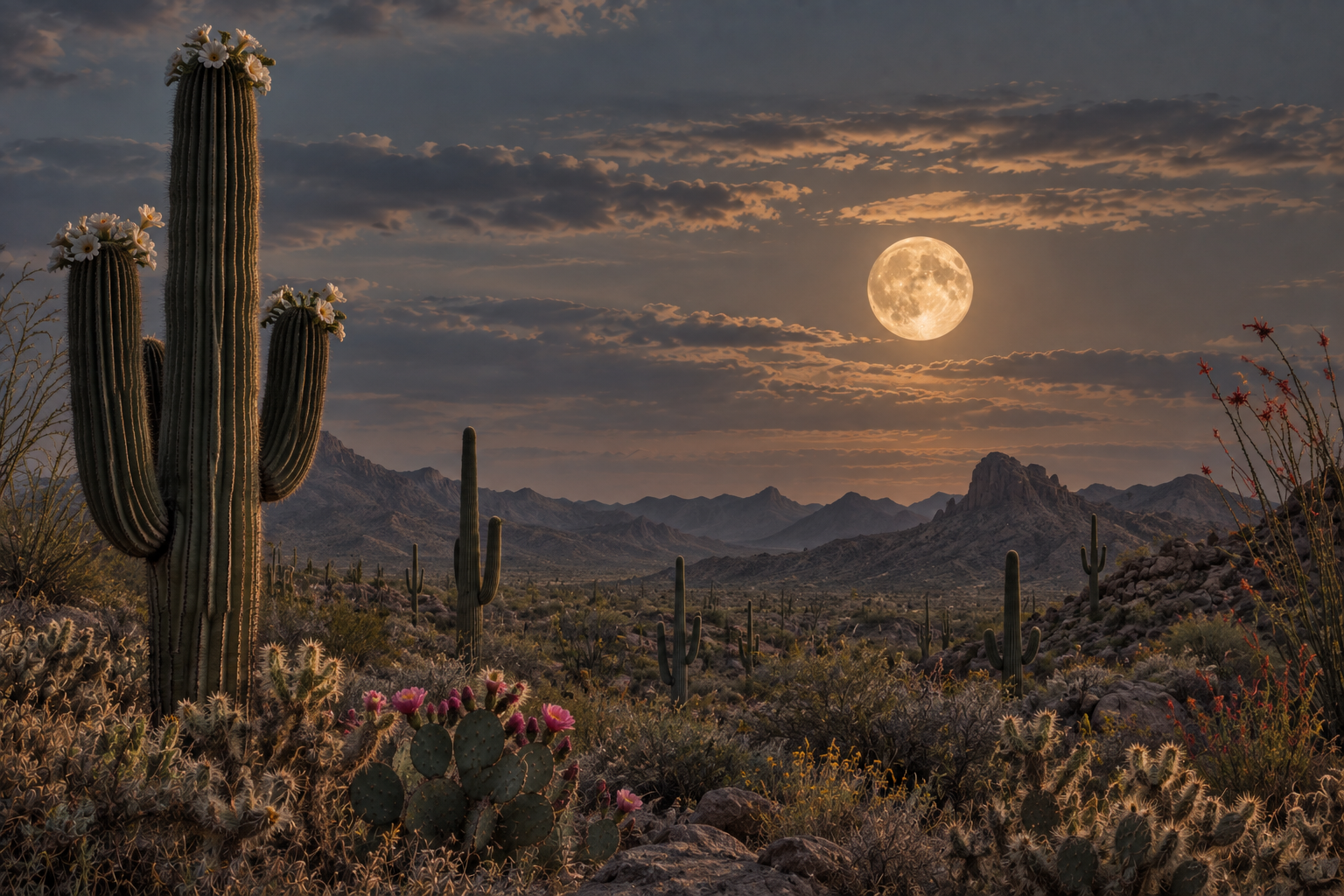 "Desert Moon in Bloom"