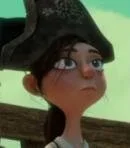 Animated character with glasses and dark hair, wearing a large hat, outdoors with greenery in the background.