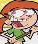 Close-up of a cartoon girl with glasses, red hair, and a green shirt smiling