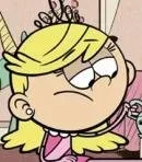 Cartoon girl with blonde hair and a pink shirt, looking annoyed or upset.