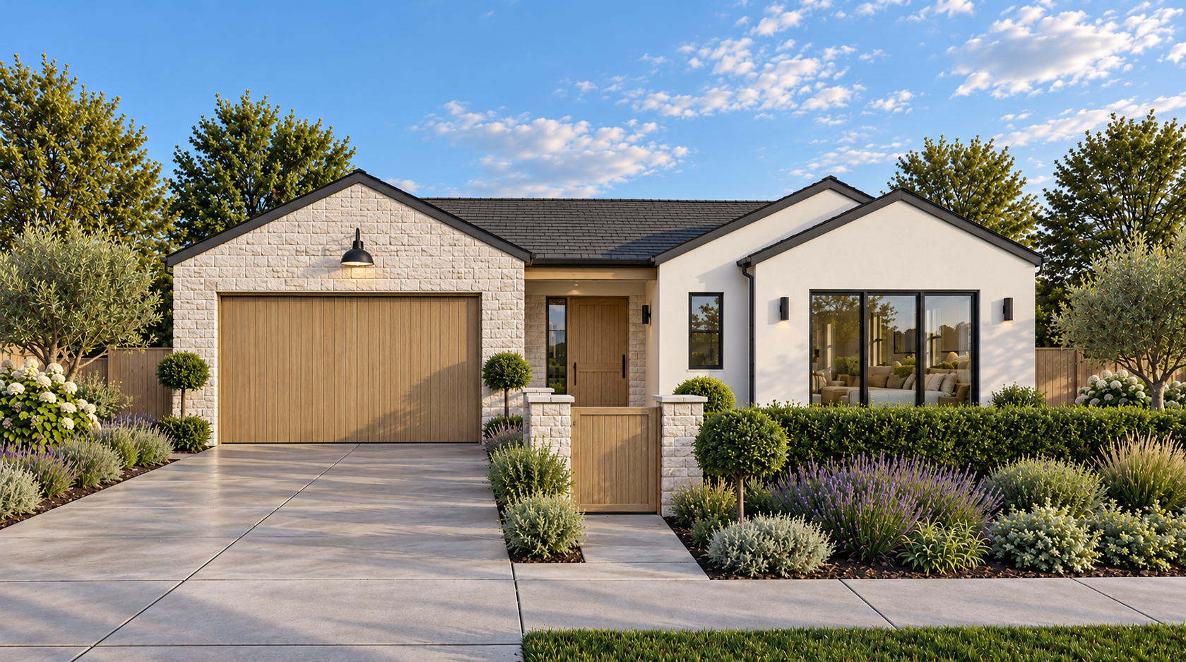 Modern Farmhouse with Stone and Wood.png