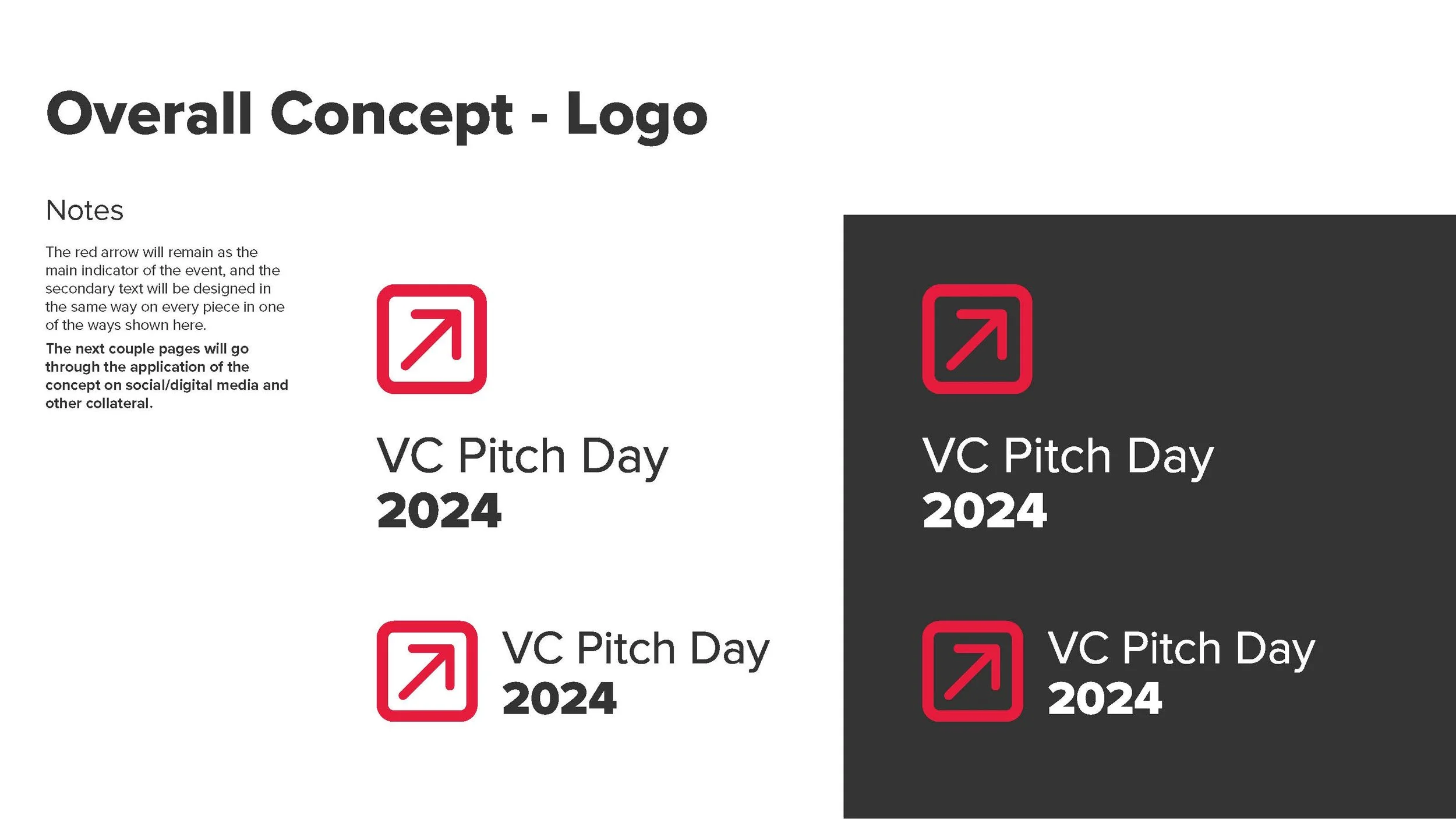 Design concept image showing replacement of a white logo icon with a black background version for VC Pitch Day 2024.
