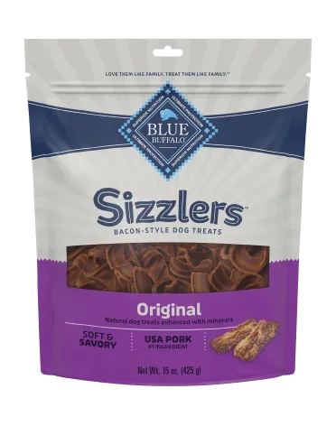 Blue Buffalo Sizzlers Original Pork Bacon-Style Dog Treats (15 oz)