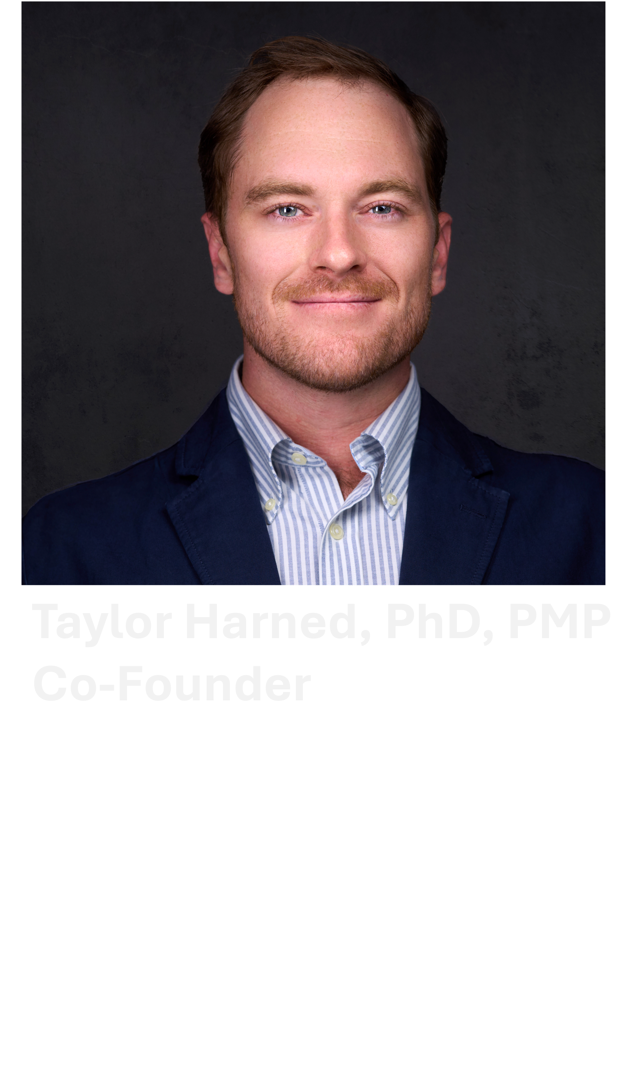 Headshot of Taylor Harned, PhD, PMP with text describing him as biotech leader with lipid biology experience, including prior work studying ACAT1 (SOAT1) mechanisms and therapeutics.