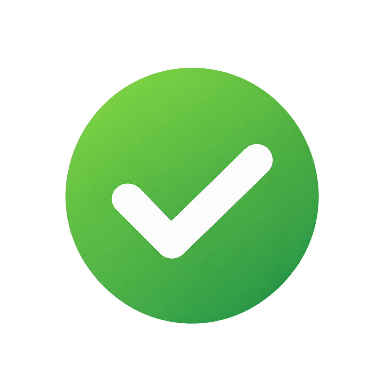 Green circle with a white check mark in the center.