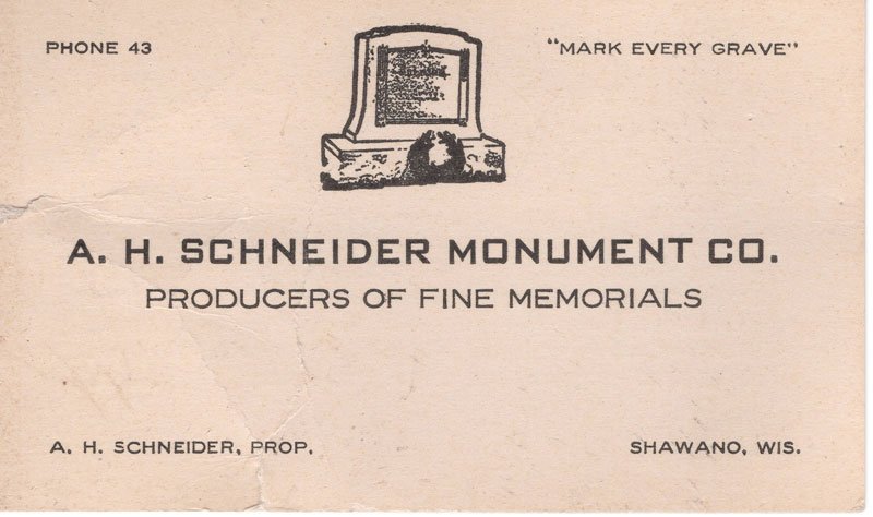 AH Schneider Business Card