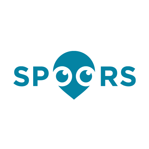 Logo featuring an alien face with large eyes and the word 'SPOORS' beneath it, with the two 'O's forming the eyes of the alien.