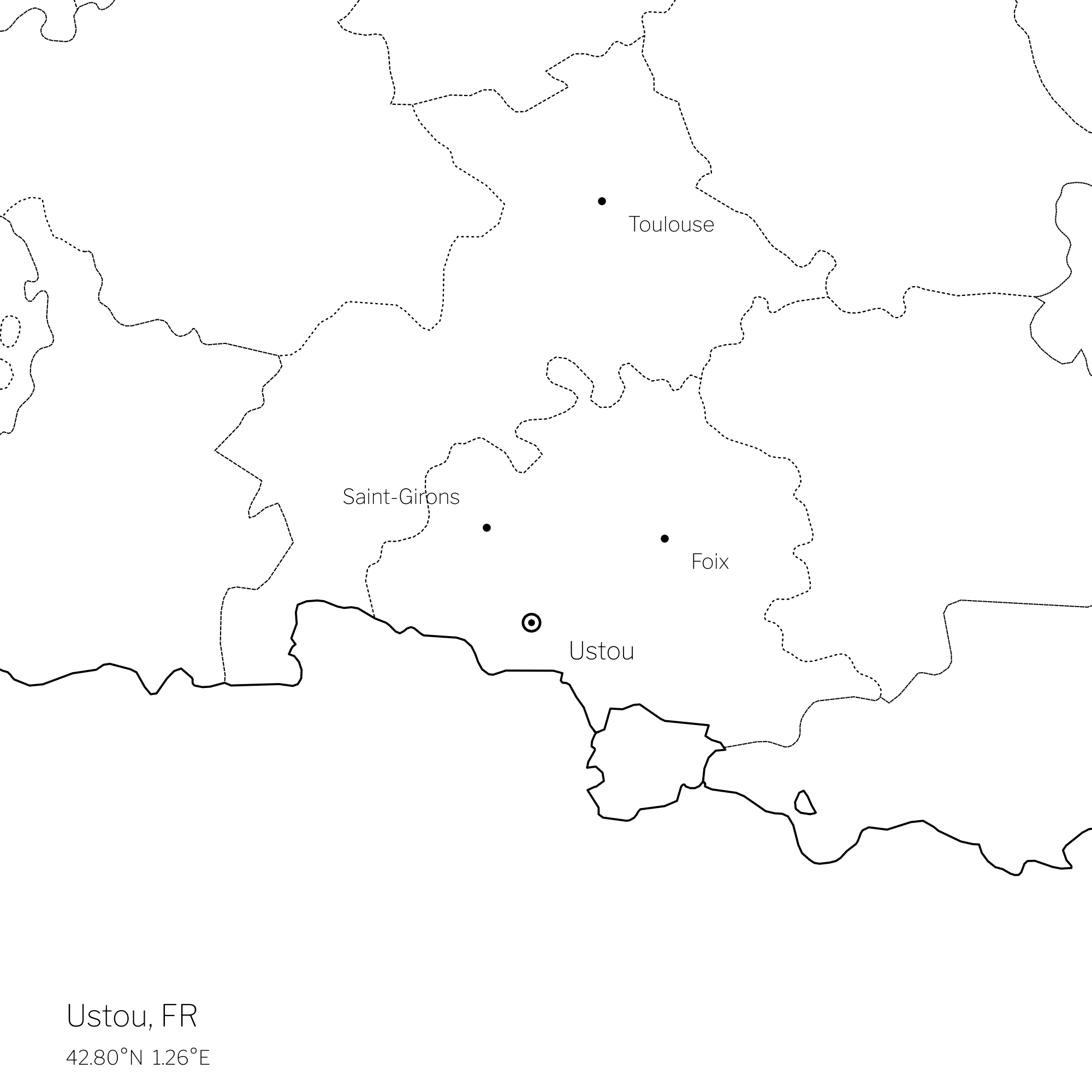 Map of the Ariège Pyrenees marking Ustou
