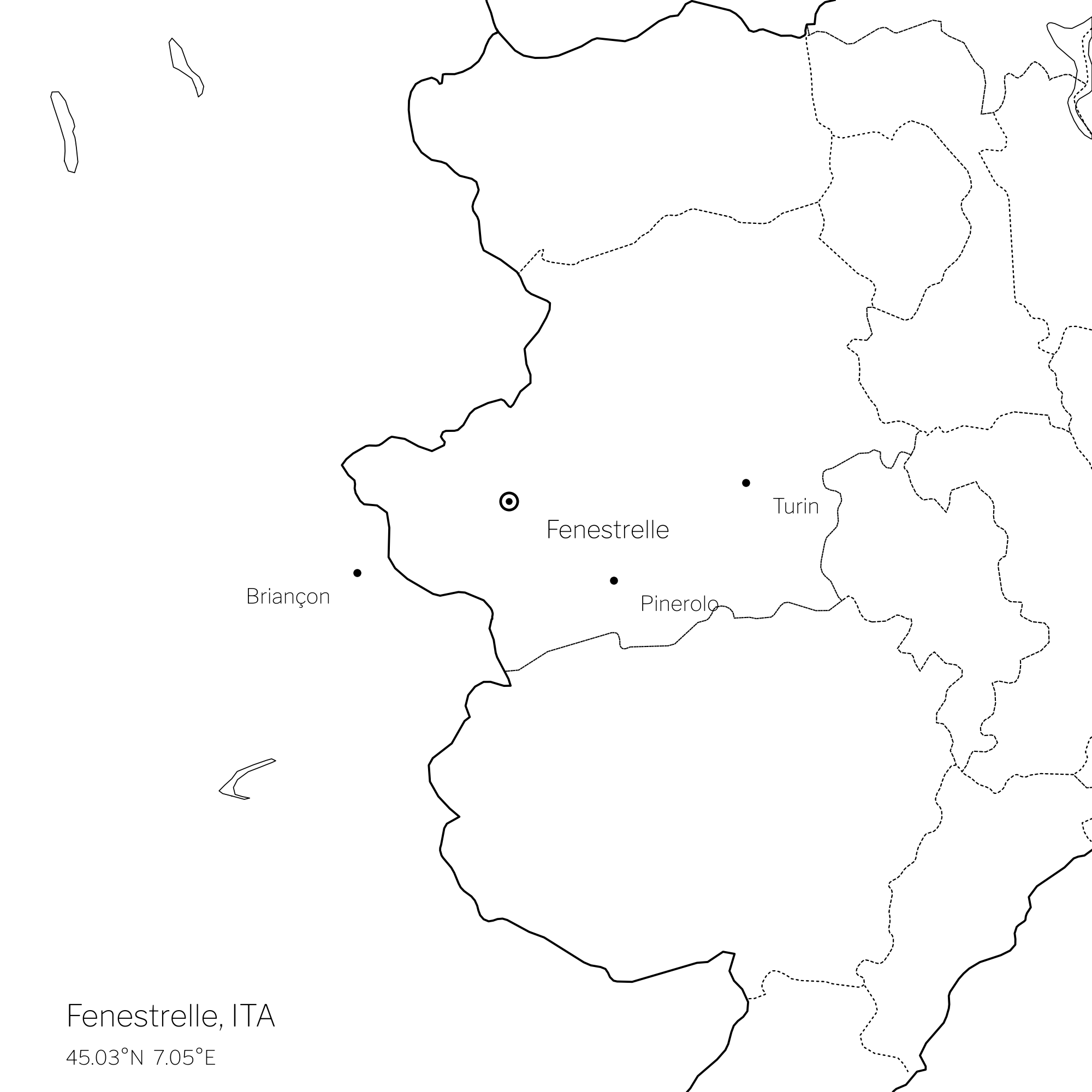 Map of Piedmont marking Fenestrelle