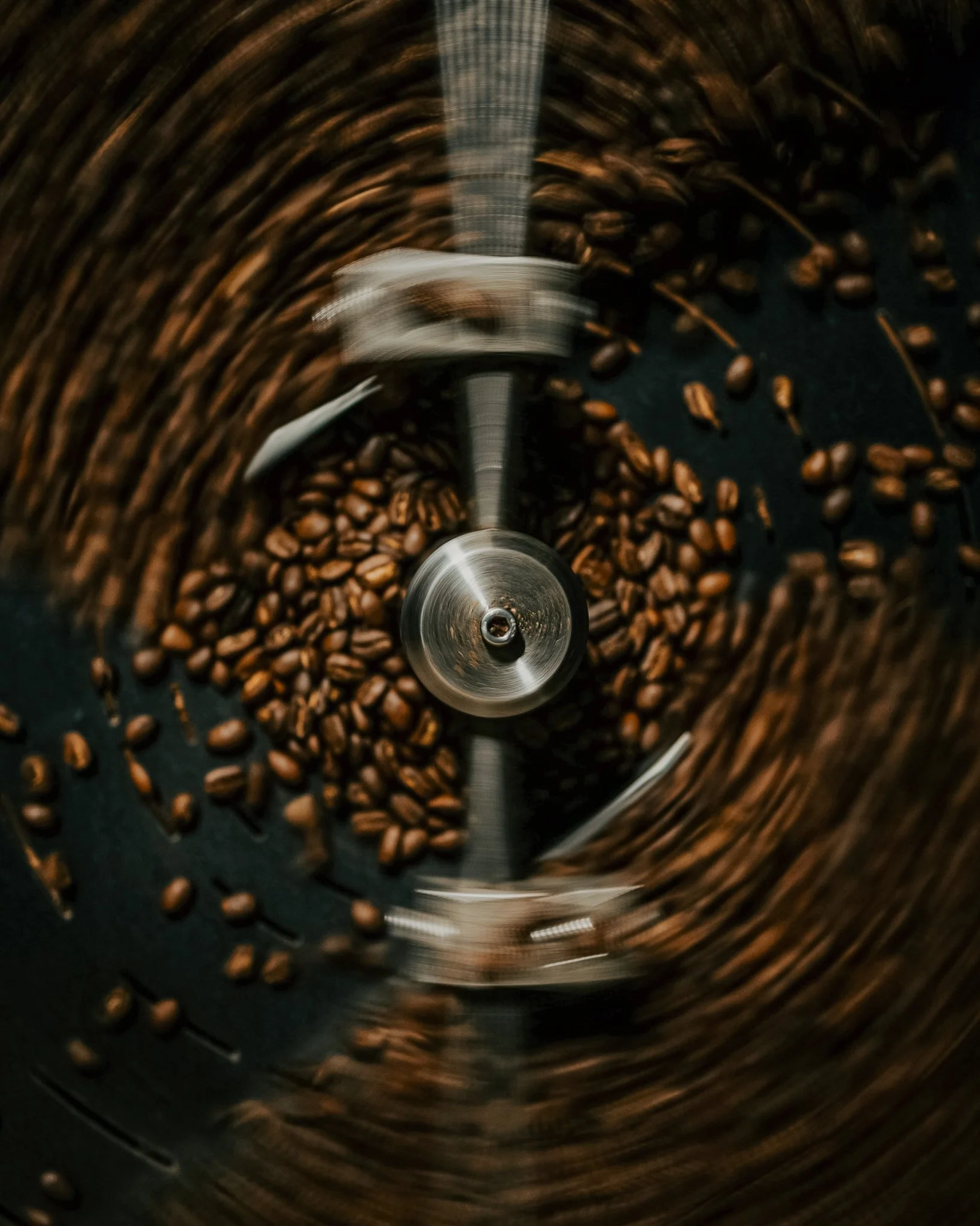 Coffee beans in grinder