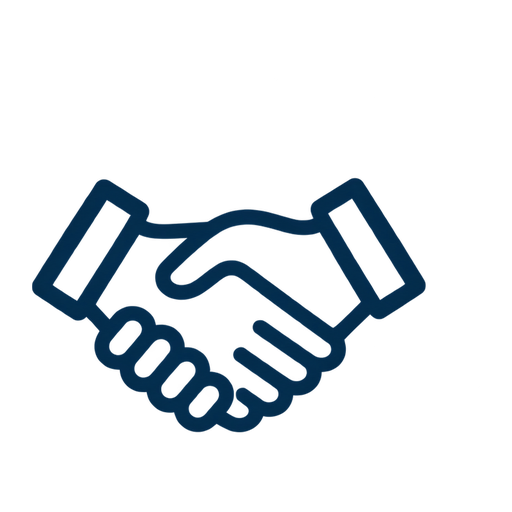 Handshake icon representing long-term client partnerships.