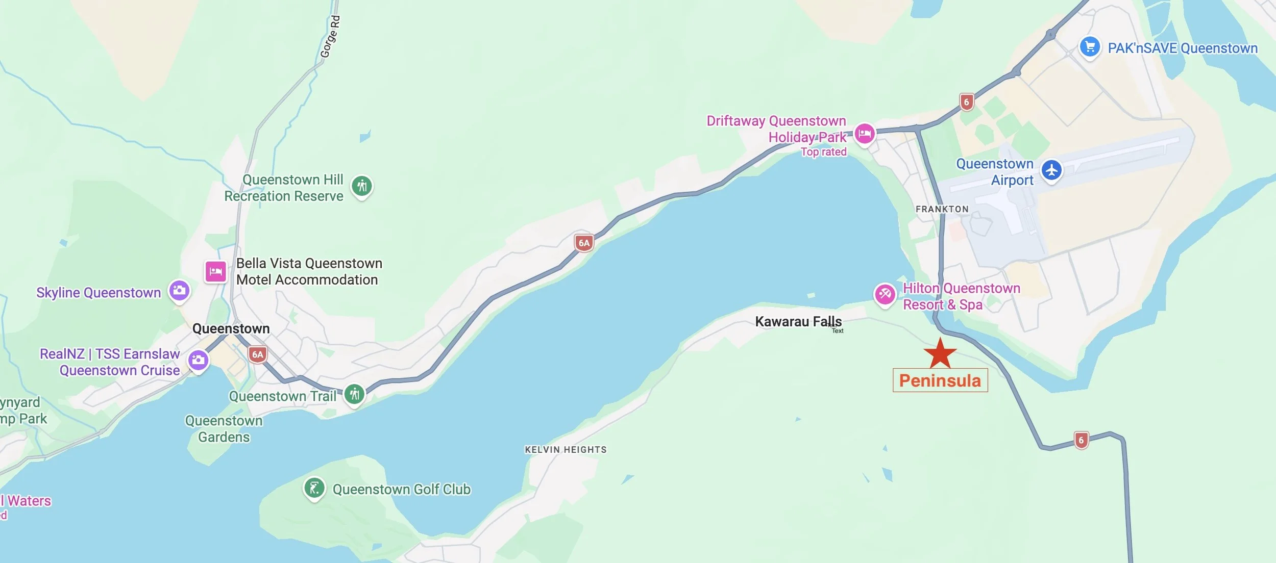 Location Peninsula Rise on map in Queenstown New Zealand