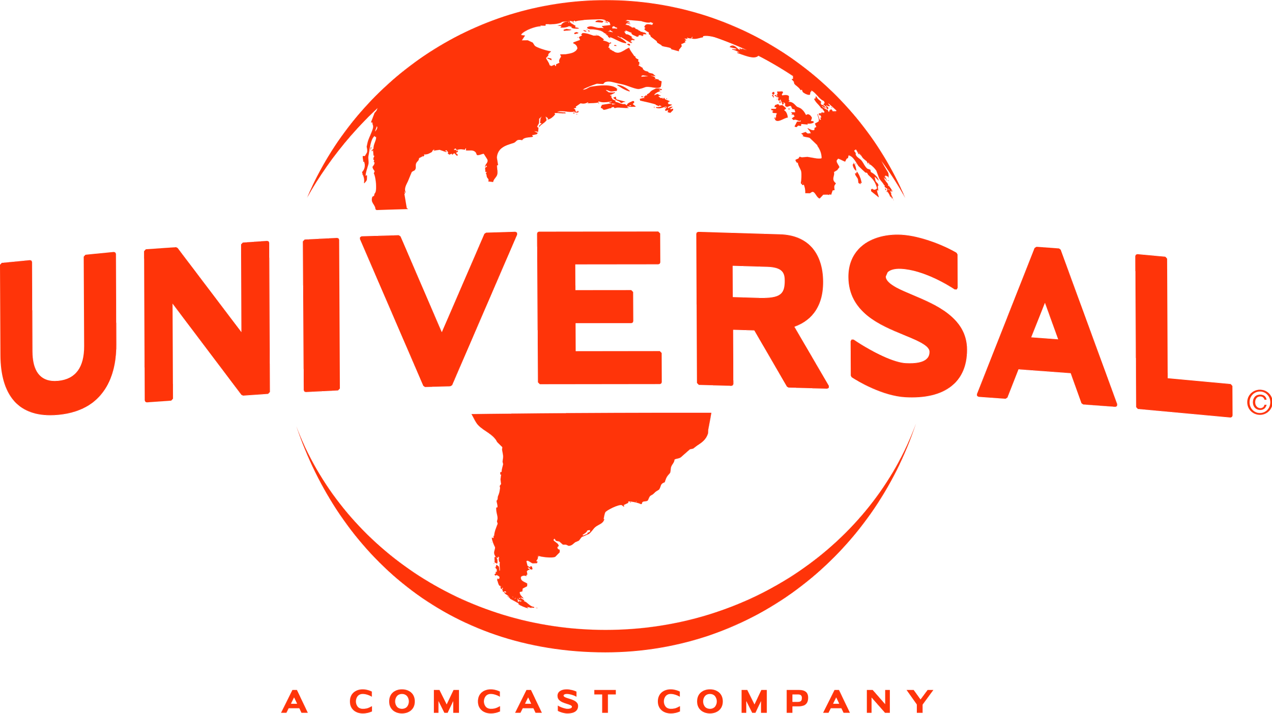 Universal Pictures logo featuring a red globe with North and South America, and the word 'UNIVERSAL' in bold red letters, with the tagline 'A COMCAST COMPANY' beneath.