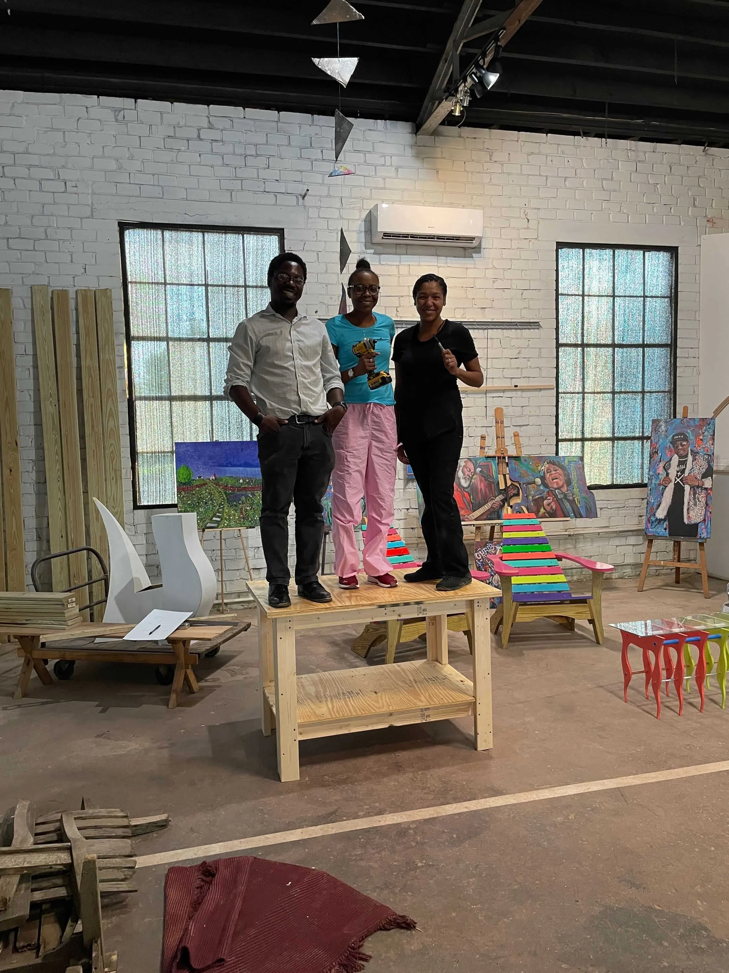 after this "build a tough bench" class, we completed an entry table class.