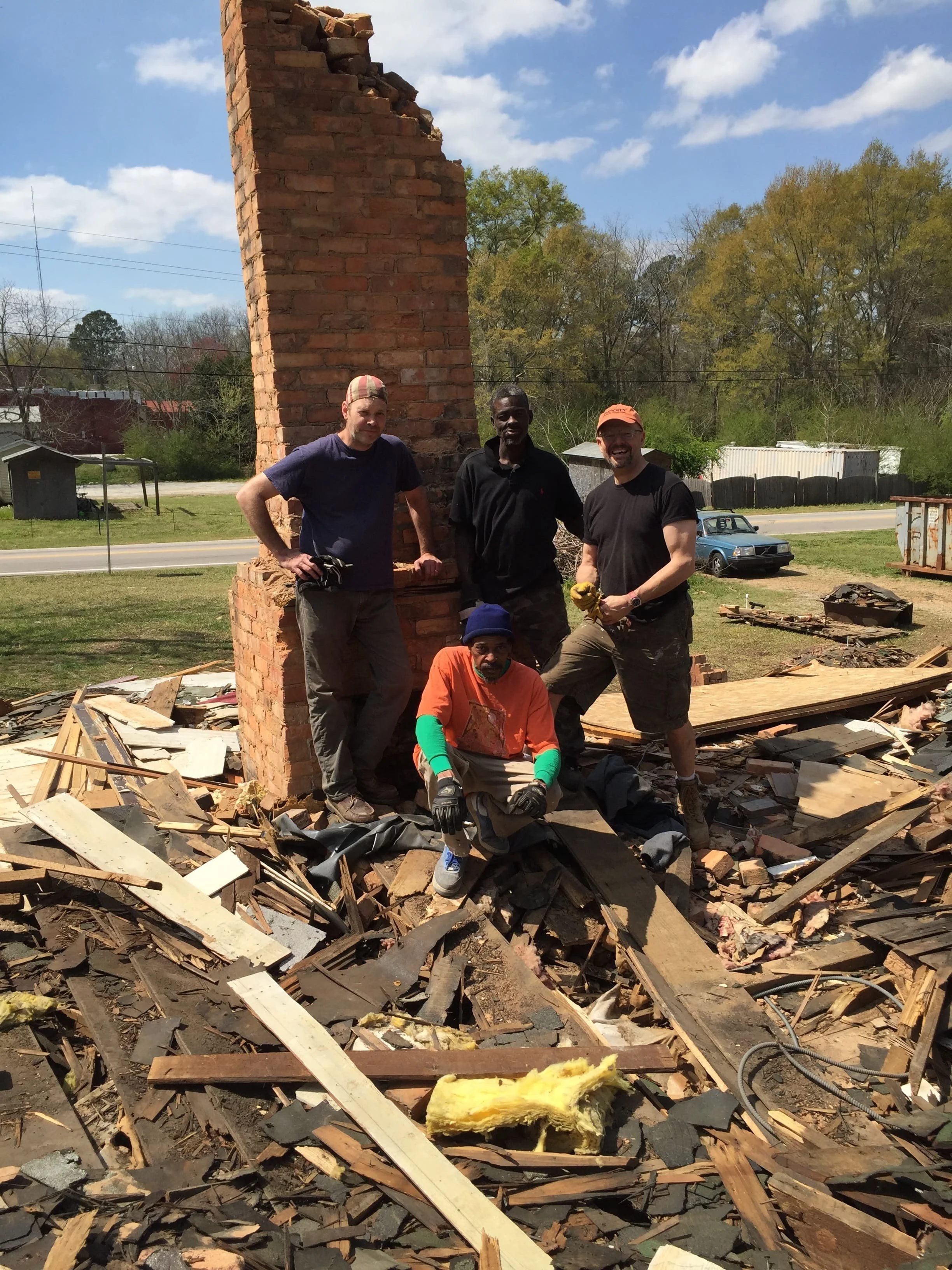 the crew, recovering lumber
