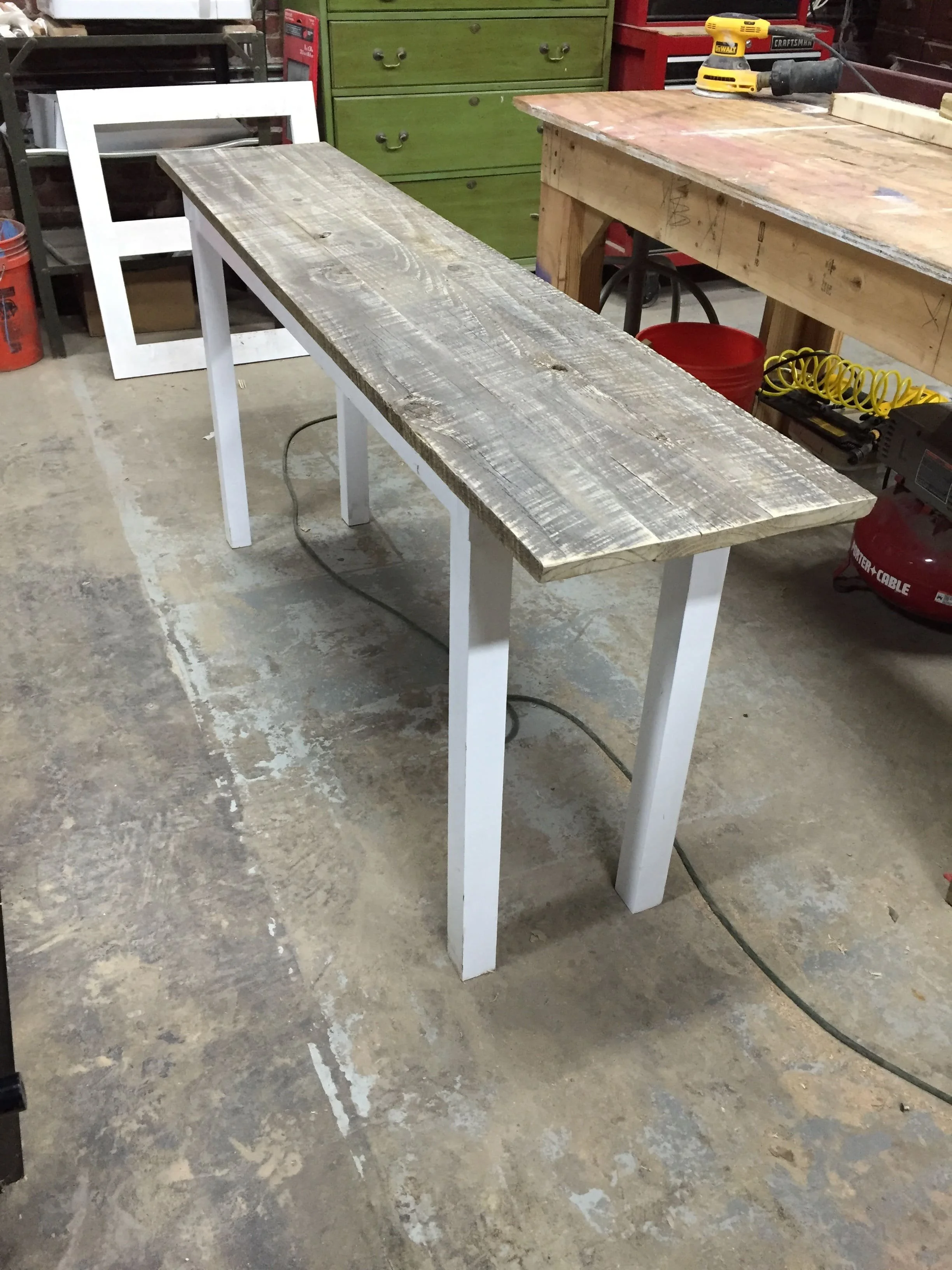 console table - reclaimed cypress fence boards