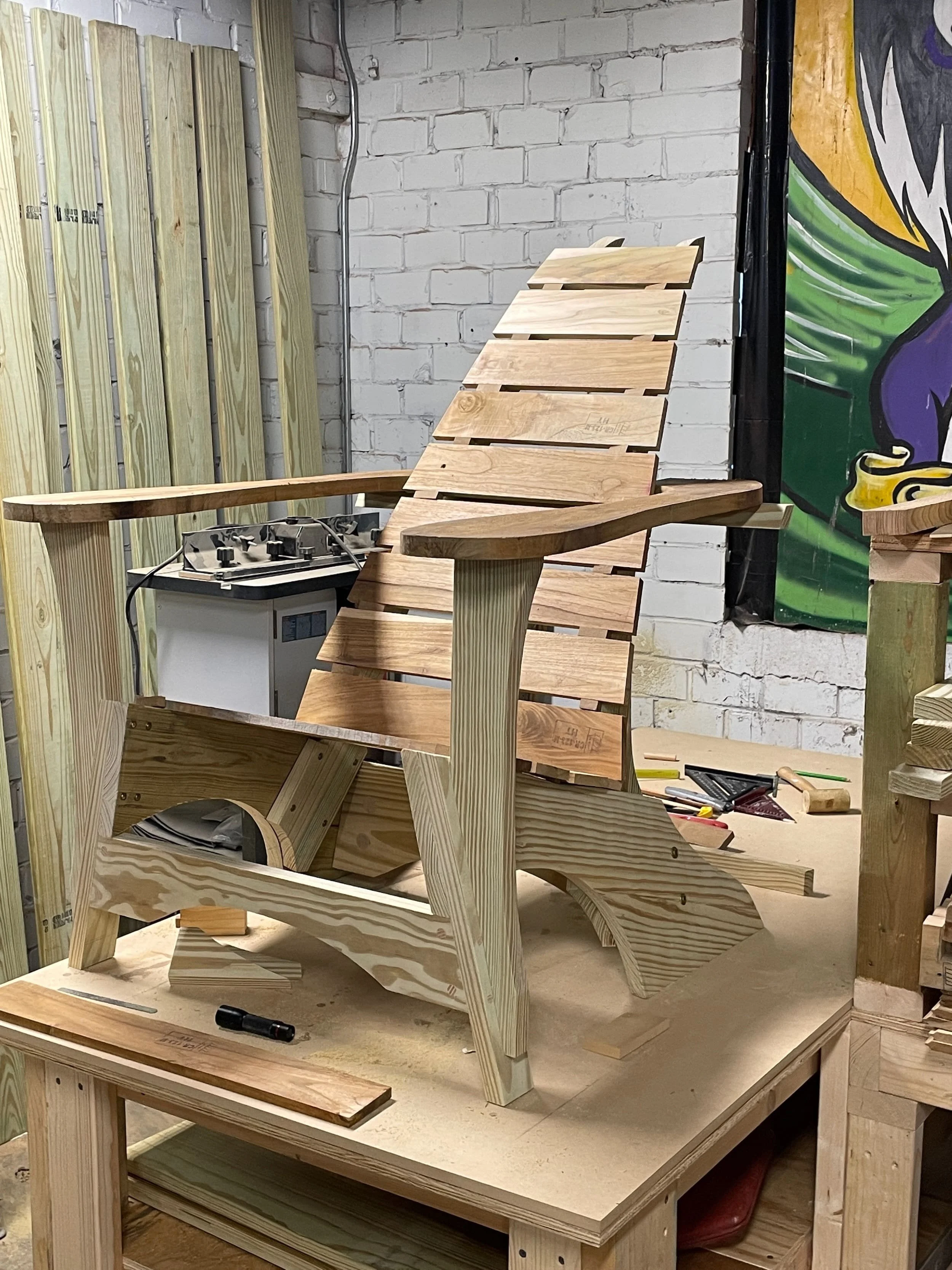 adding the teak arms