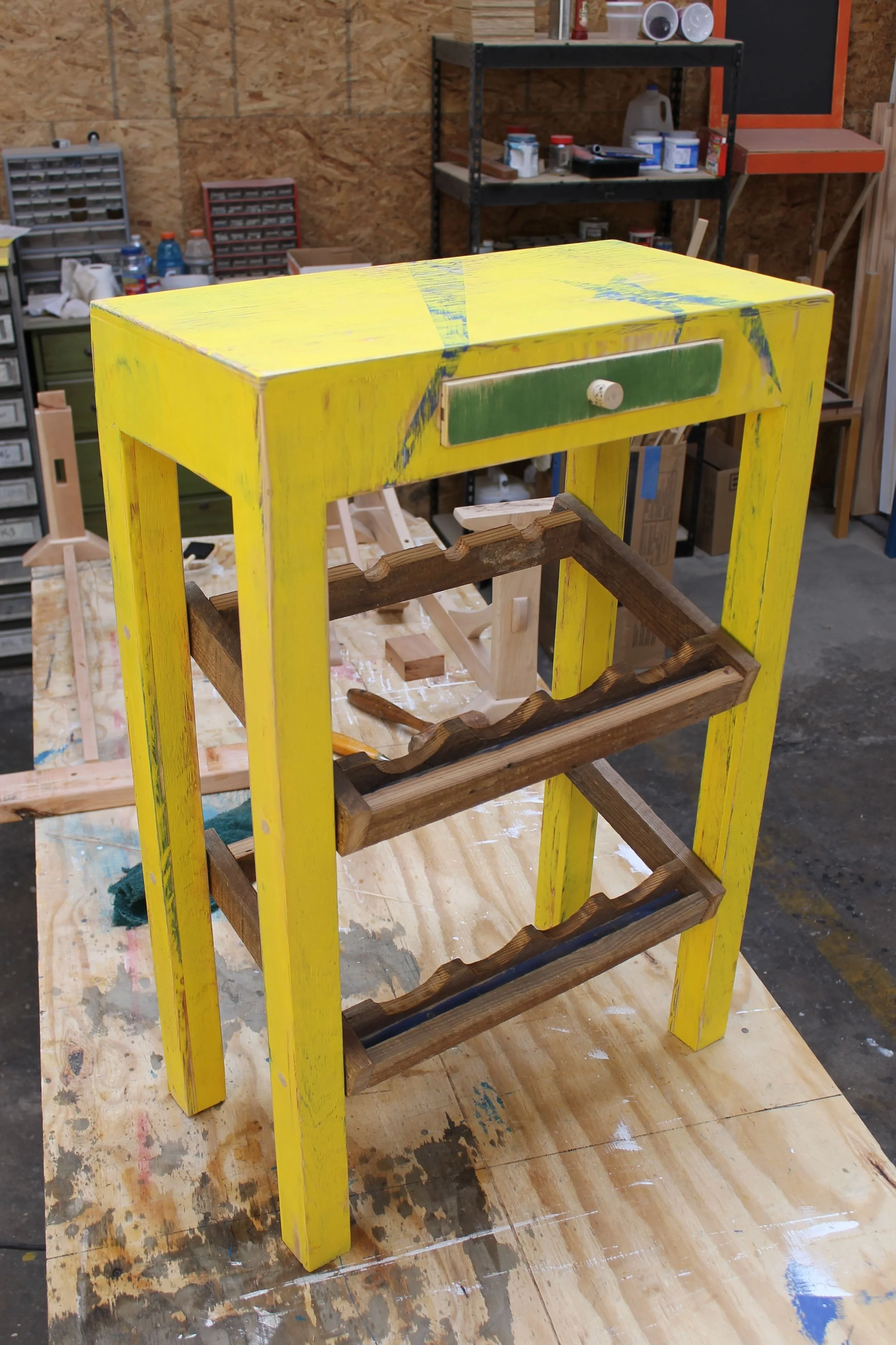 wine rack table - plywood