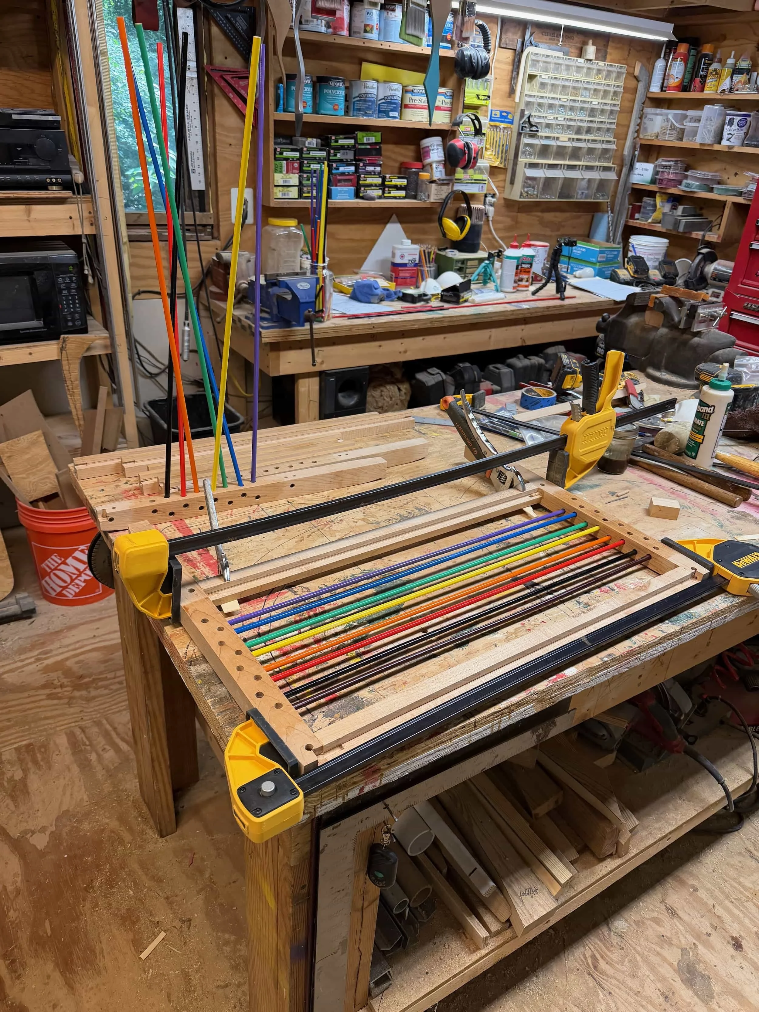 assembly - including 32 painted dowel rods