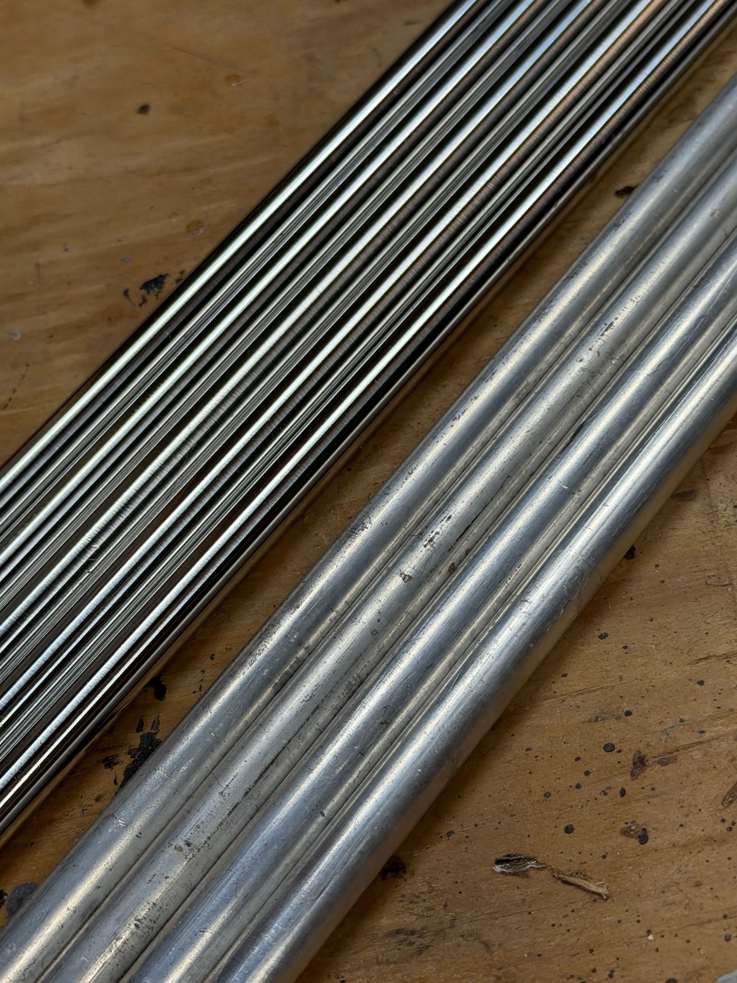 aluminum rods - before and after polishing