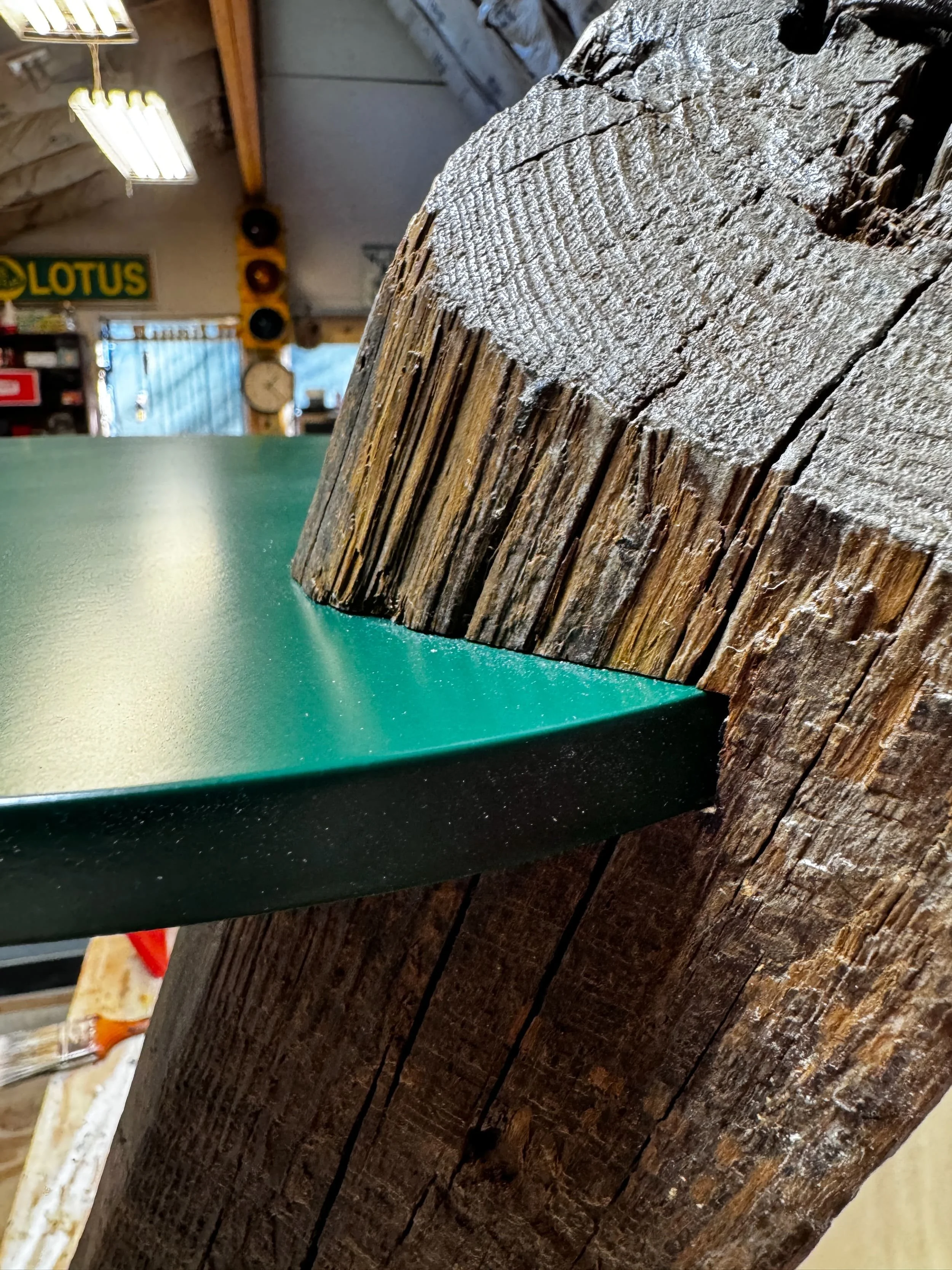 detail of the top and the fit with the reclaimed leg
