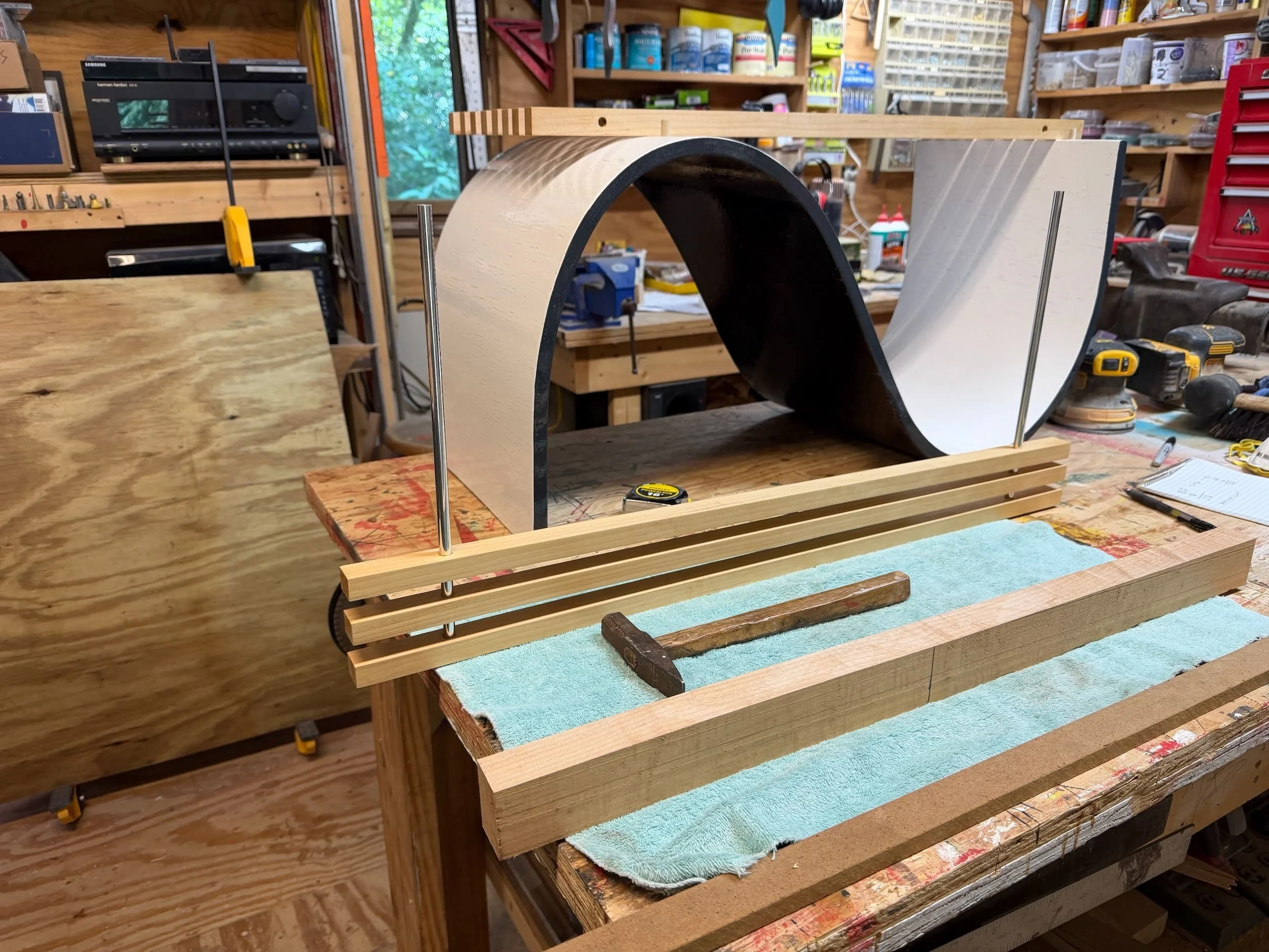 bent plywood, maple, aluminum tubing and paint