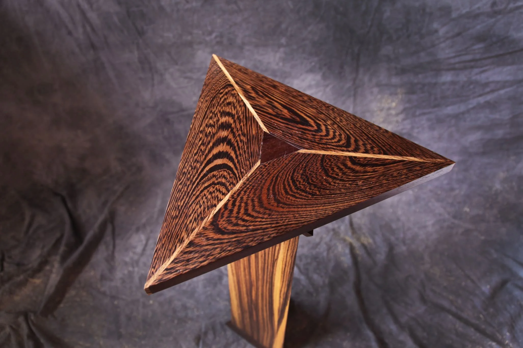 Triangle Pedestal - zebrawood and wenge