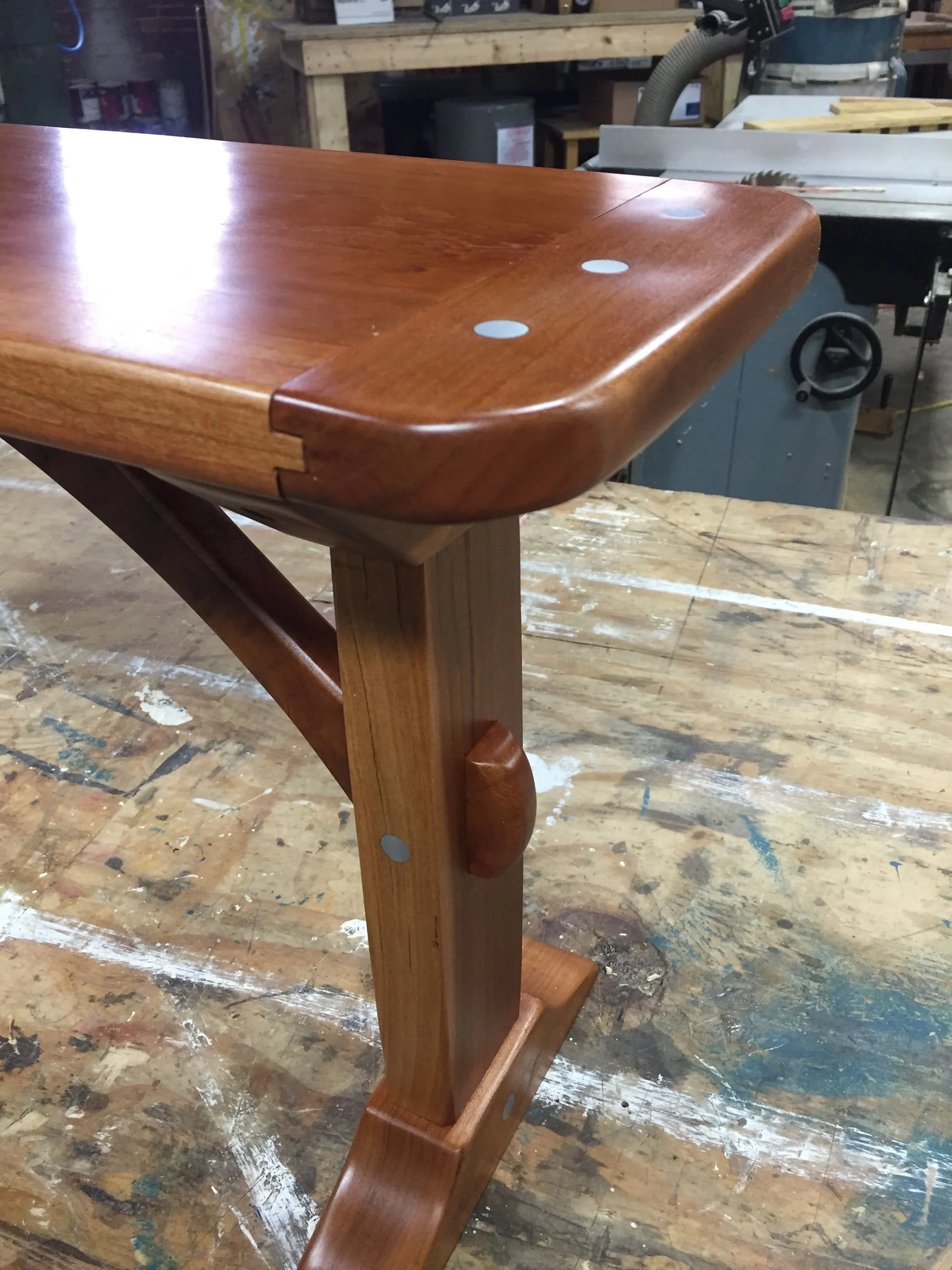 the aluminum dowel pins with the old cherry are a great match. 