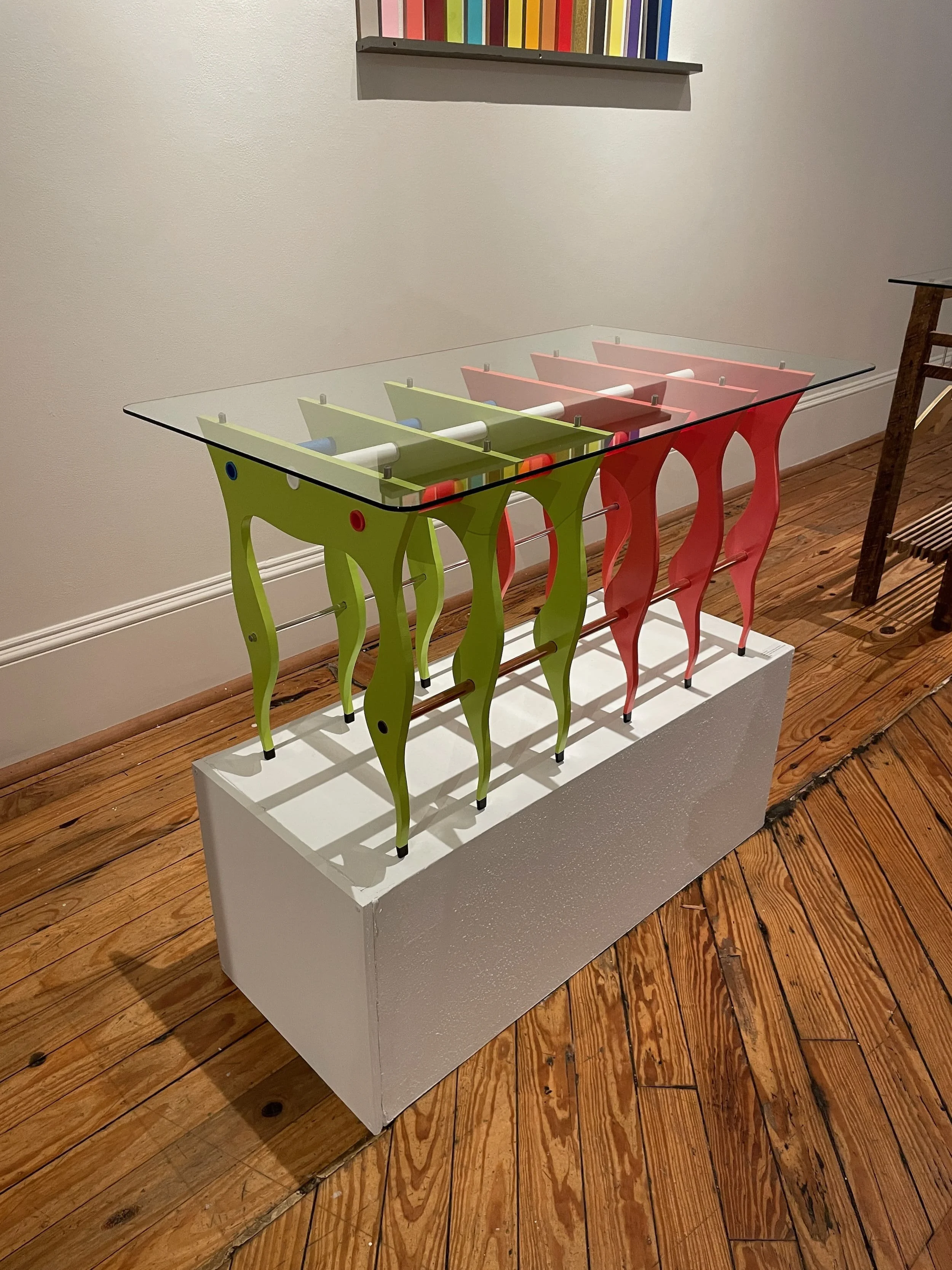 pipe table on display | Ric. Geyer Studio
