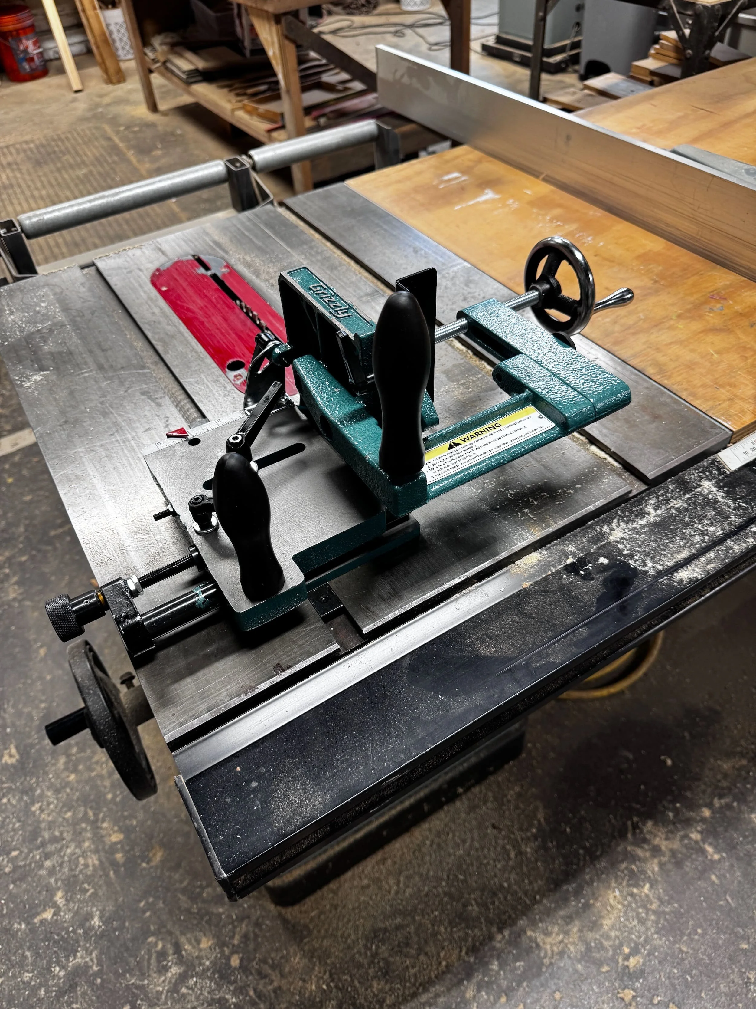 mortising jig on the table saw
