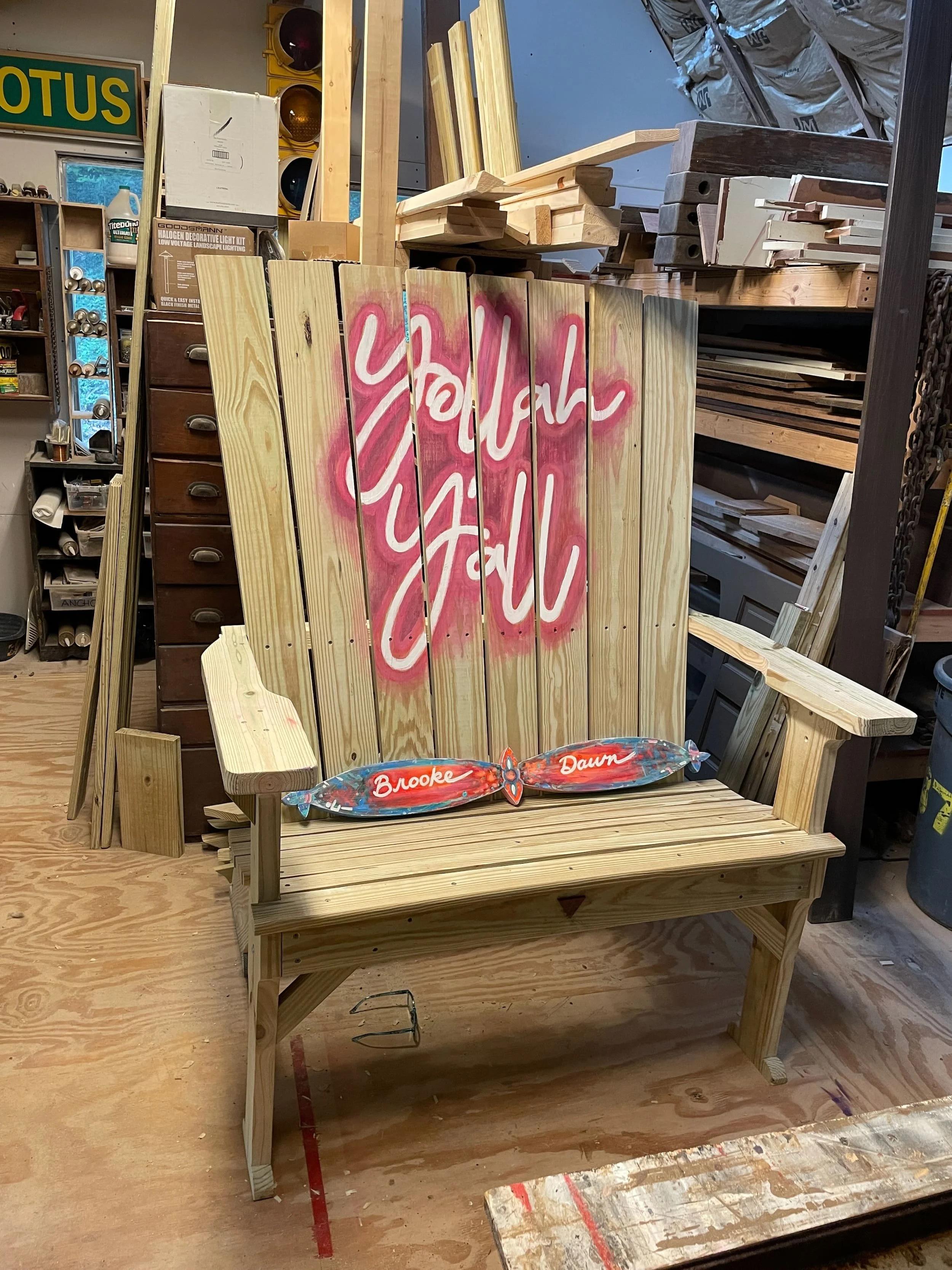 large "Adirondack-style" bench - treated lumber