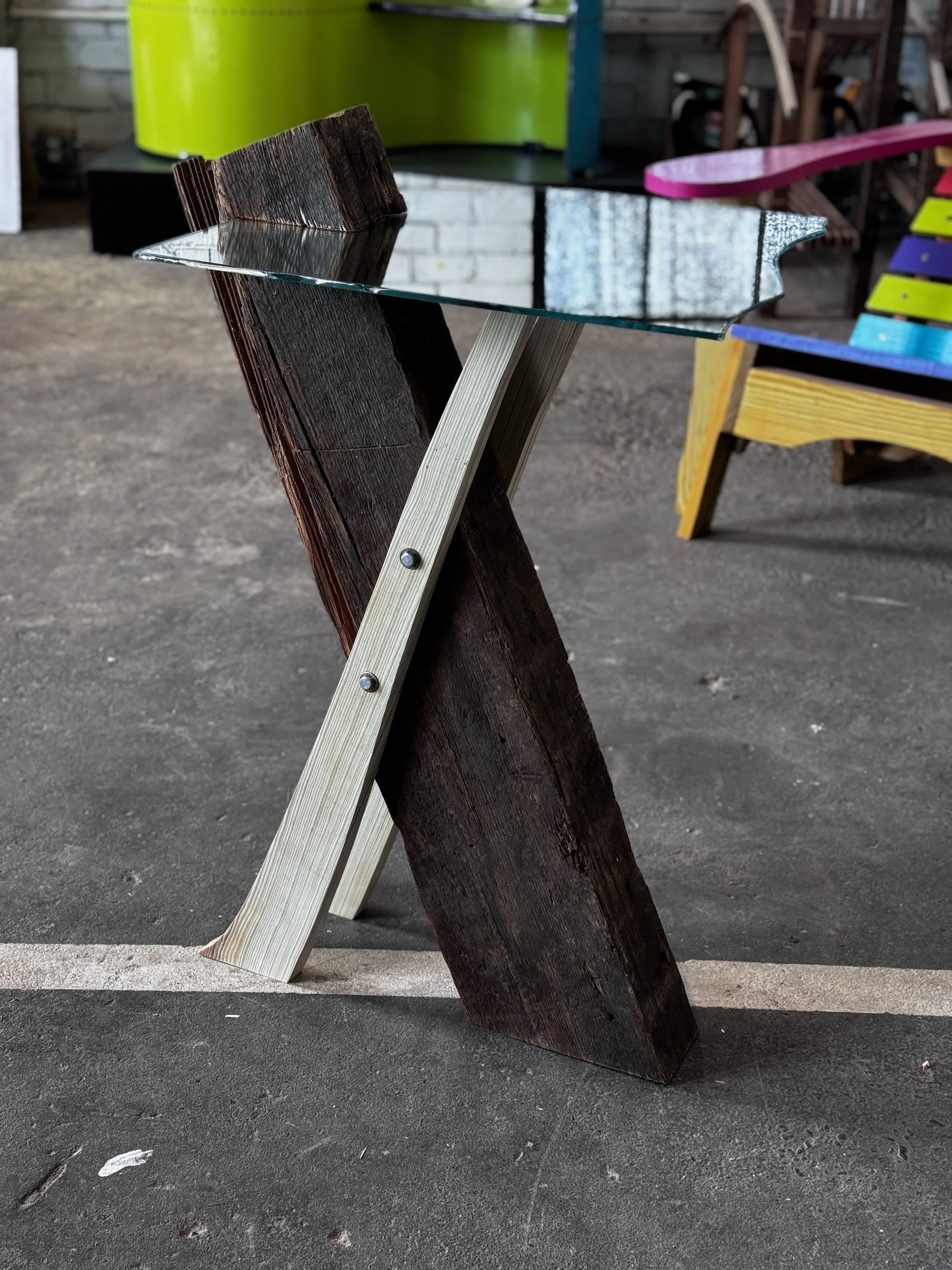 here's a different version using a broken piece of glass for the surface. The edge has been polished to a smooth surface. 