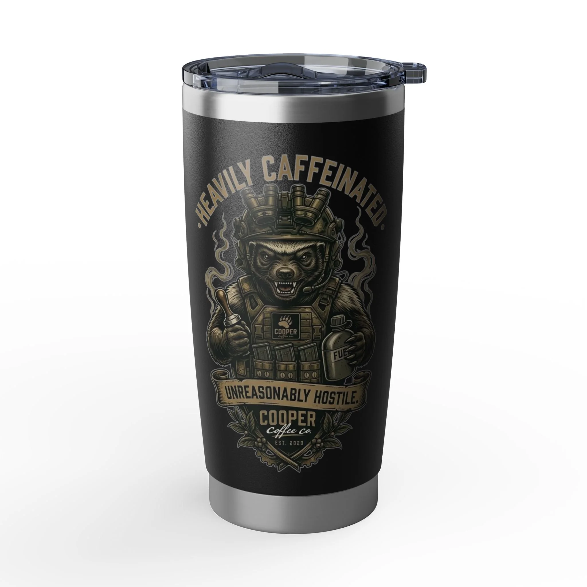 Cooper Coffee Co. "Honey Badger" 20oz Insulated Tumbler