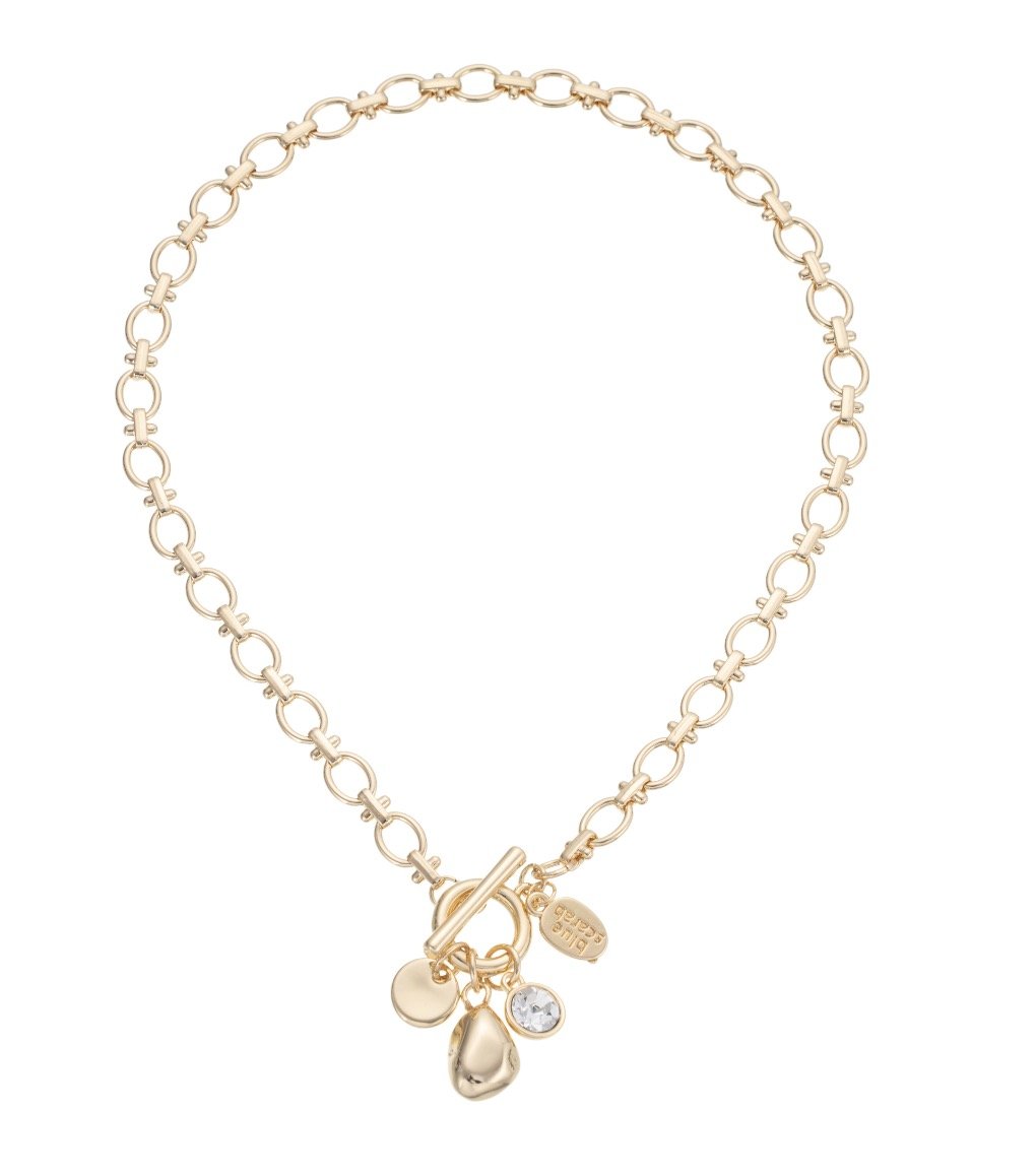 Gold Gem Drop Necklace (40cm)