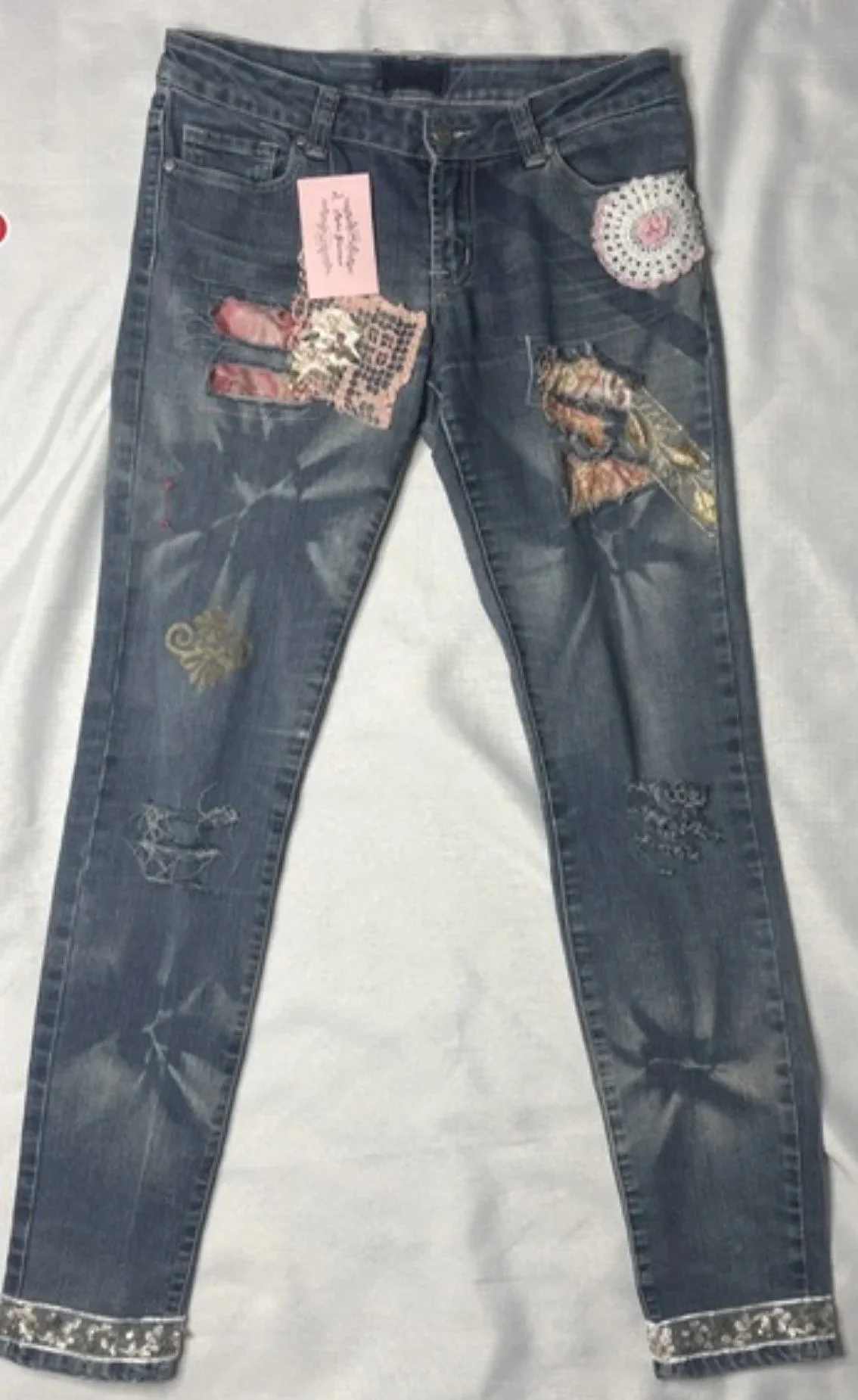 Upcycled Pink/Gold Jeans (10)
