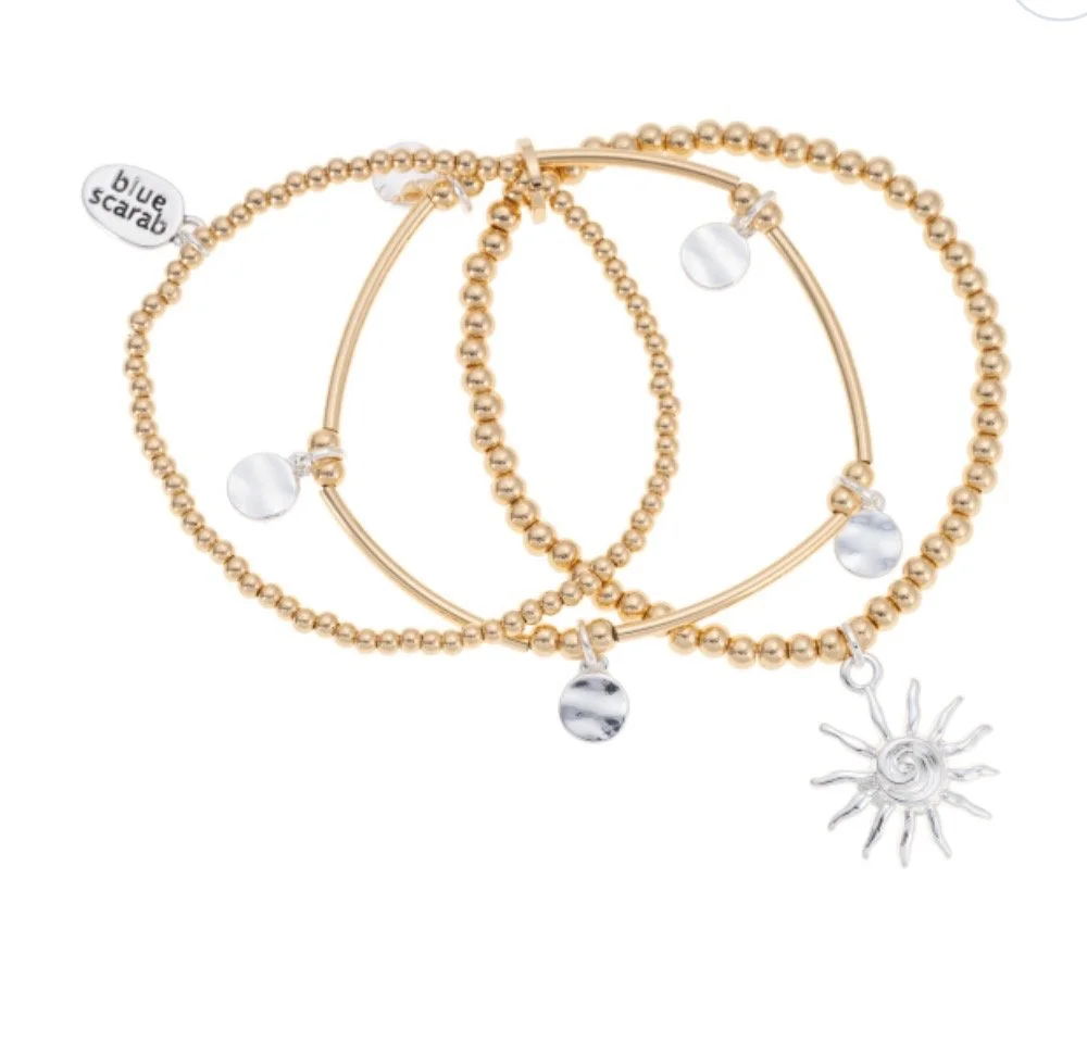 Gold Tri Silver Pendant Bracelet