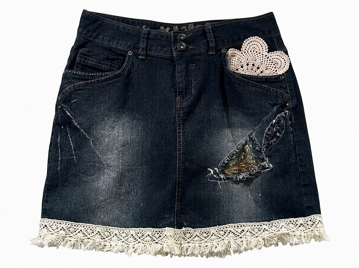 Upcycled Denim Skirt (12/14)