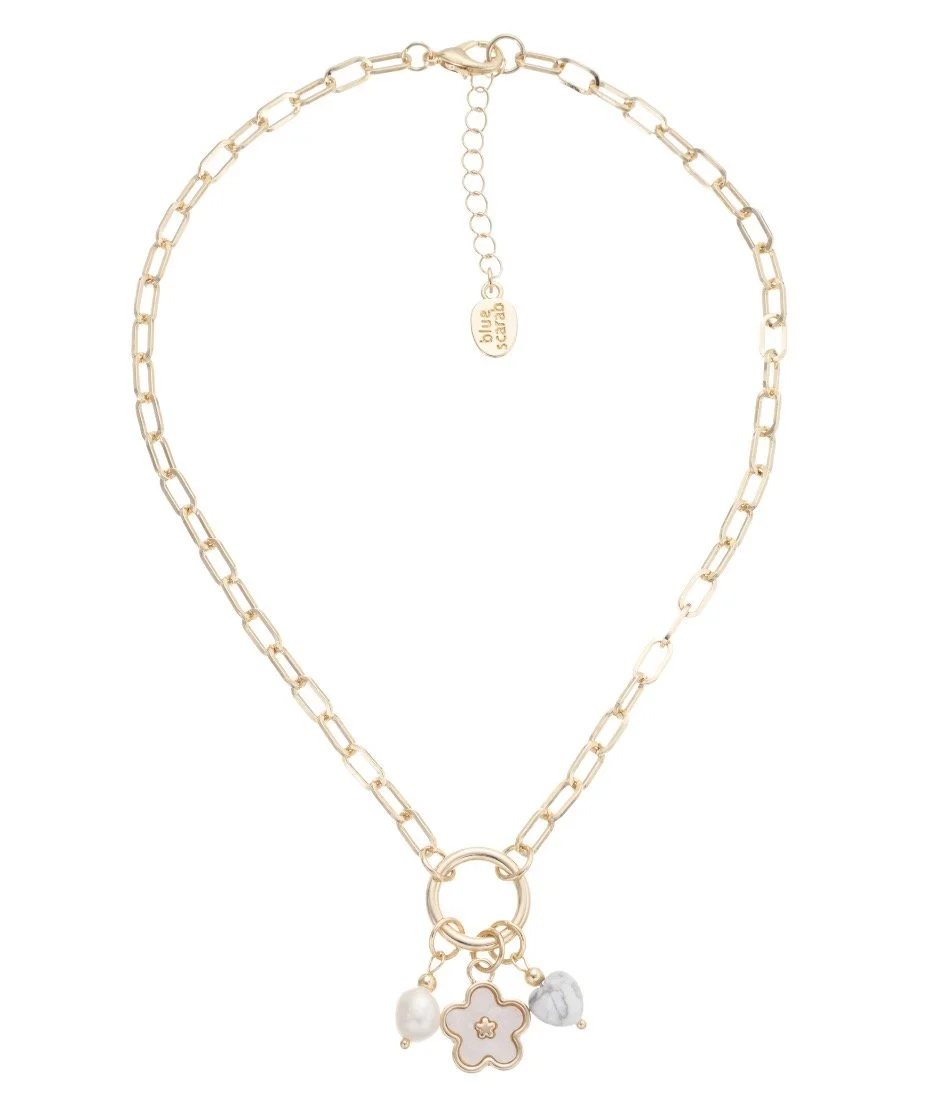 Gold Tri Charm Necklace (40cm)