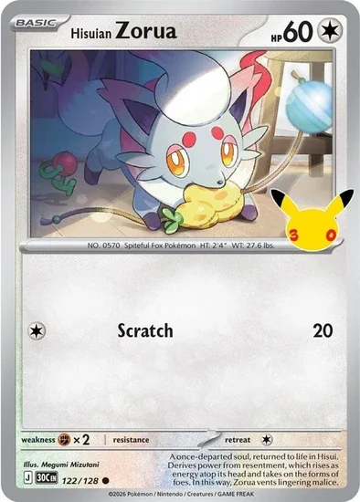 30th Celebration Hisuian Zorua 122/128
