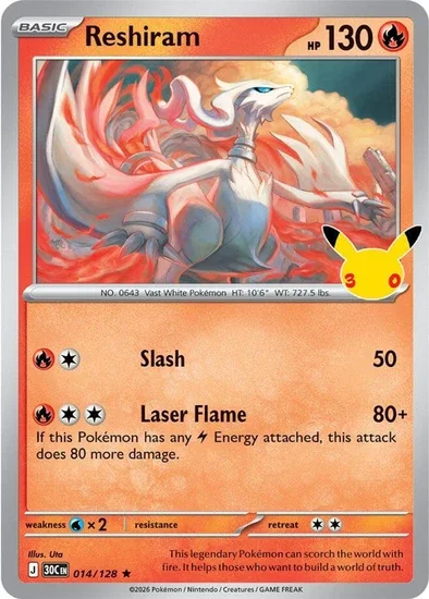 30th Celebration Reshiram 014/128