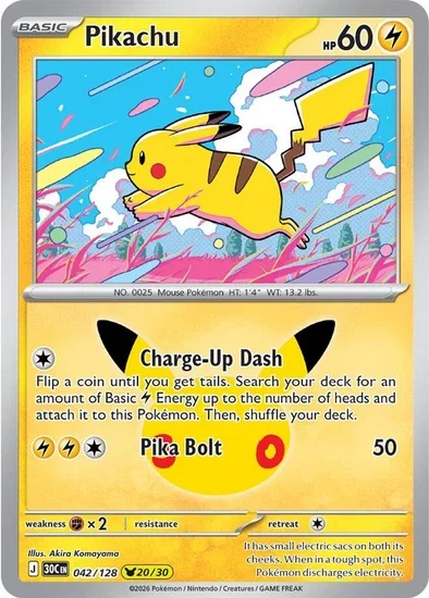 Pikachu Rare 30th Celebration 20/30