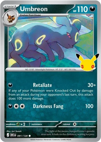 30th Celebration Umbreon 091/128