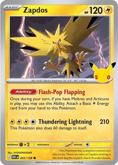 30th Celebration Zapdos 055/128