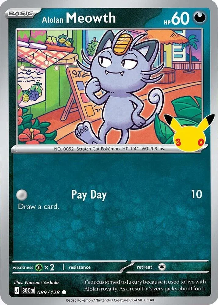 30th Celebration Alolan Meowth 089/128