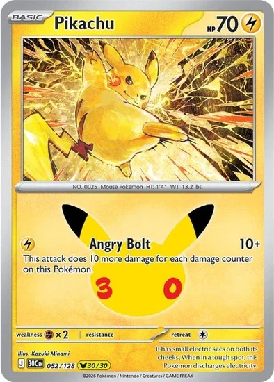 Pikachu Rare 30th Celebration 30/30